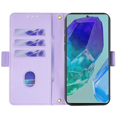 For Samsung Galaxy M55 5G / C55 5G / F55 5G Cover RFID Blocking Phone Wallet Protective Shell with 2 Straps