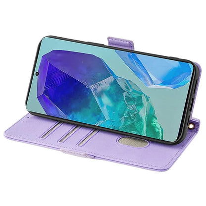 For Samsung Galaxy M55 5G / C55 5G / F55 5G Cover RFID Blocking Phone Wallet Protective Shell with 2 Straps