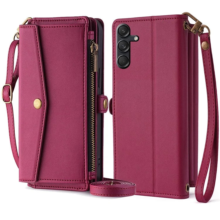 For Samsung Galaxy M55 5G / C55 5G / F55 5G Stand Case with 6 Card Slots Leather Wallet Handbag Phone Cover