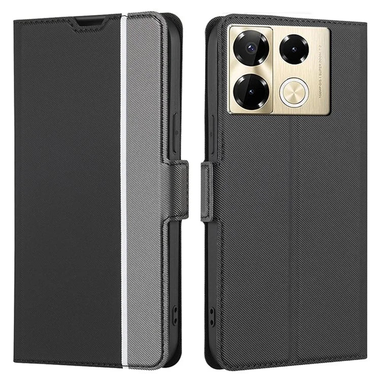 For Infinix Note 40 Pro 4G Case TPU+PU Leather Phone Protective Shell Twill Texture Design
