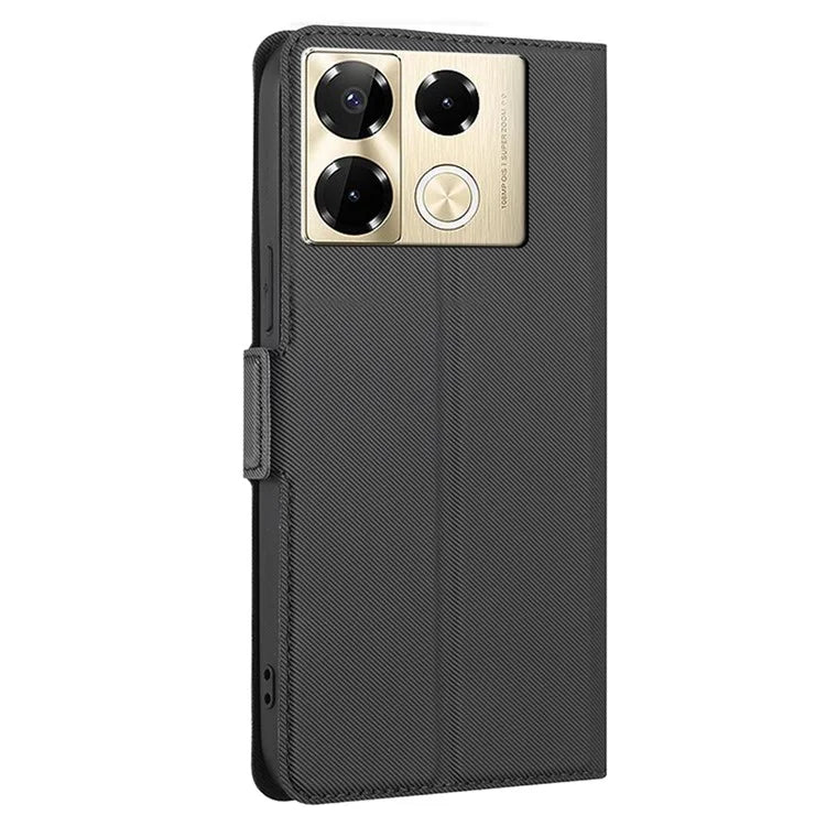 For Infinix Note 40 Pro 4G Case TPU+PU Leather Phone Protective Shell Twill Texture Design