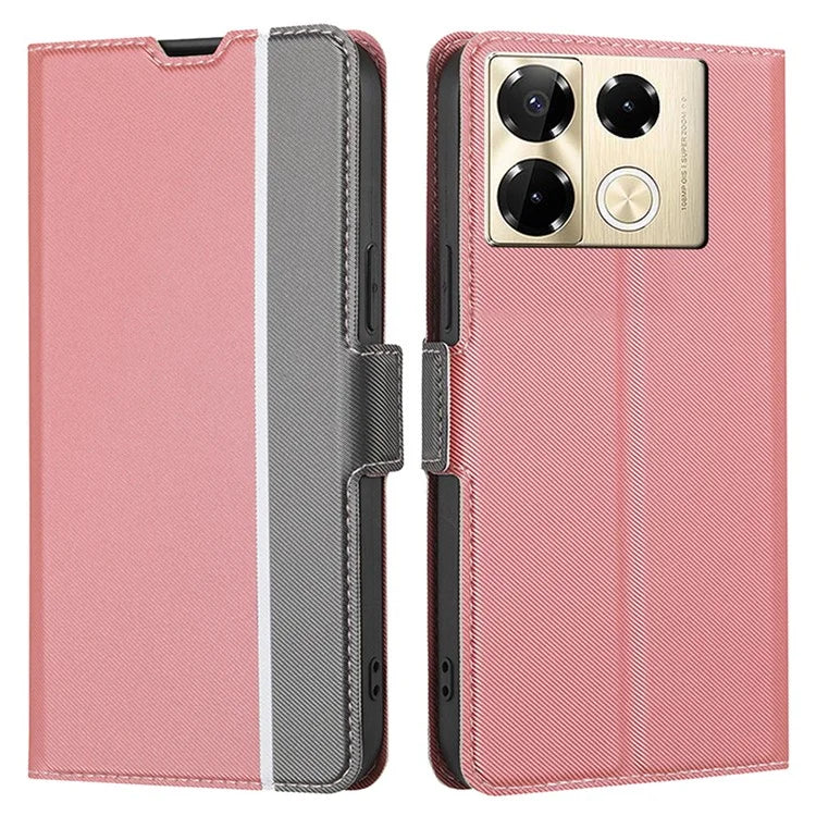 For Infinix Note 40 Pro 4G Case TPU+PU Leather Phone Protective Shell Twill Texture Design