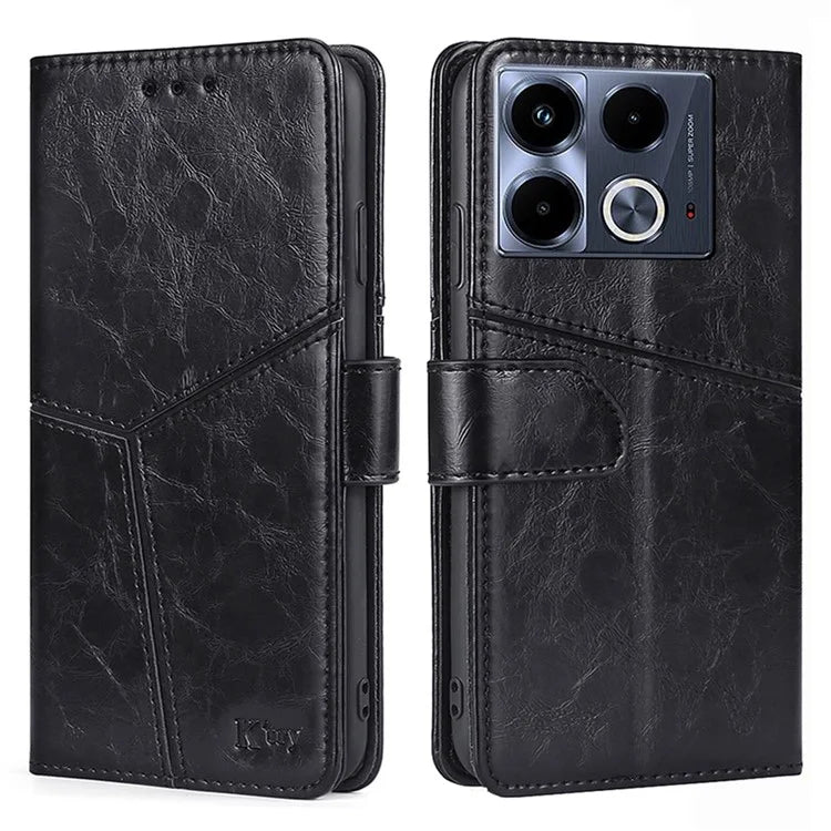 For Infinix Note 40 Case PU Leather Geometric Splicing Wallet Phone Cover