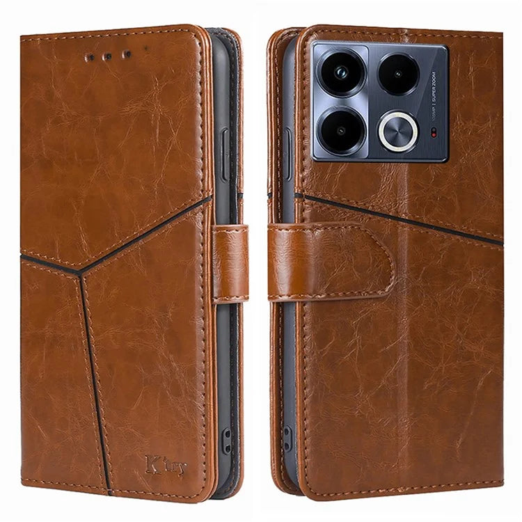 For Infinix Note 40 Case PU Leather Geometric Splicing Wallet Phone Cover
