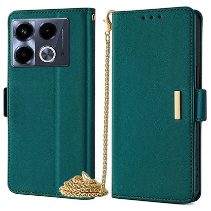 For Infinix Note 40 Case RFID Blocking Leather Magnetic Phone Cover with Shoulder Strap