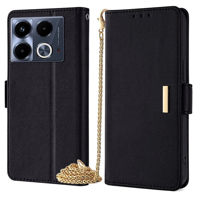 For Infinix Note 40 Case RFID Blocking Leather Magnetic Phone Cover with Shoulder Strap