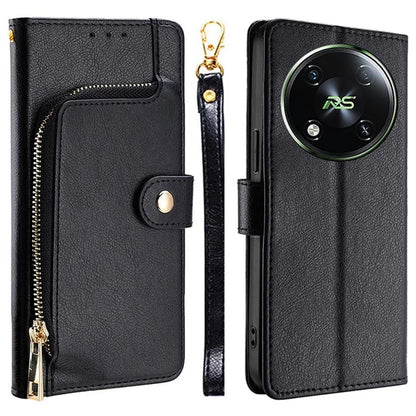 For itel RS4 4G Case PU Leather Magnetic Phone Shell with Zipper Pocket Wallet