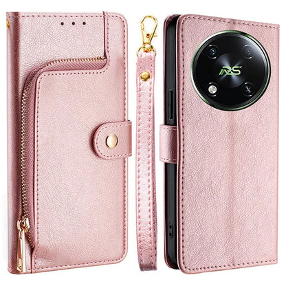 For itel RS4 4G Case PU Leather Magnetic Phone Shell with Zipper Pocket Wallet