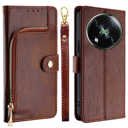For itel RS4 4G Case PU Leather Magnetic Phone Shell with Zipper Pocket Wallet