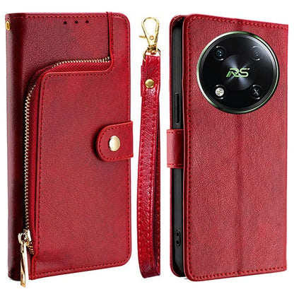 For itel RS4 4G Case PU Leather Magnetic Phone Shell with Zipper Pocket Wallet