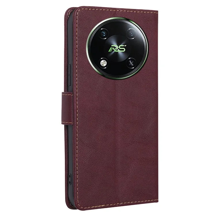 For itel RS4 4G Wallet Case Magnetic Clasp Leather Phone Cover with RFID Blocking