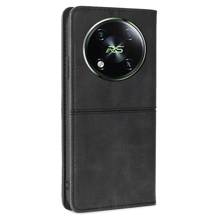 For itel RS4 4G Case Magnetic Absorption Cowhide Texture Phone Card Holder Cover