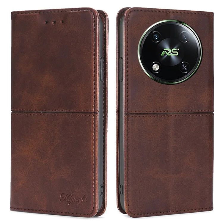 For itel RS4 4G Case Magnetic Absorption Cowhide Texture Phone Card Holder Cover
