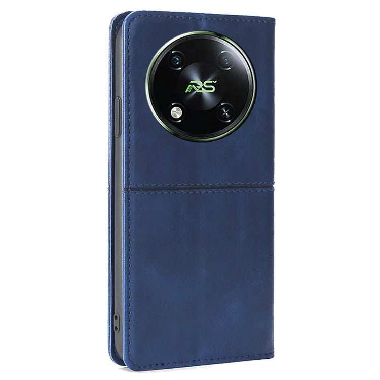 For itel RS4 4G Case Magnetic Absorption Cowhide Texture Phone Card Holder Cover