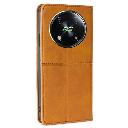 For itel RS4 4G Case Magnetic Absorption Cowhide Texture Phone Card Holder Cover