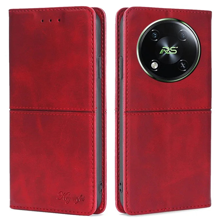 For itel RS4 4G Case Magnetic Absorption Cowhide Texture Phone Card Holder Cover