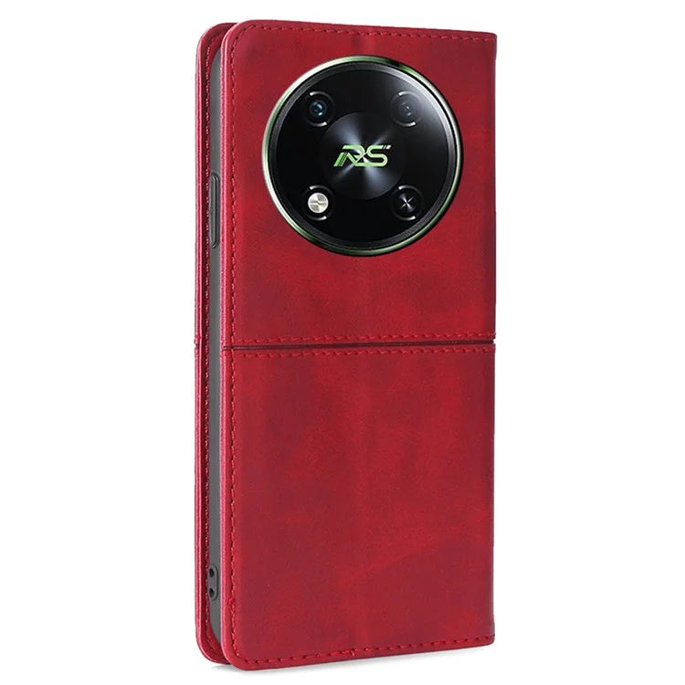 For itel RS4 4G Case Magnetic Absorption Cowhide Texture Phone Card Holder Cover