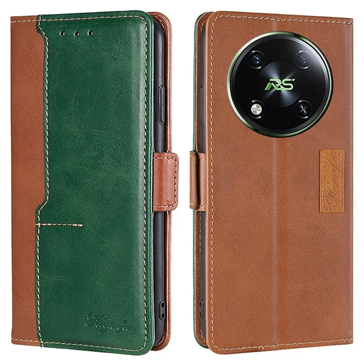 For itel RS4 4G Cover Color Splicing Double Side Clasp Leather Wallet Phone Case