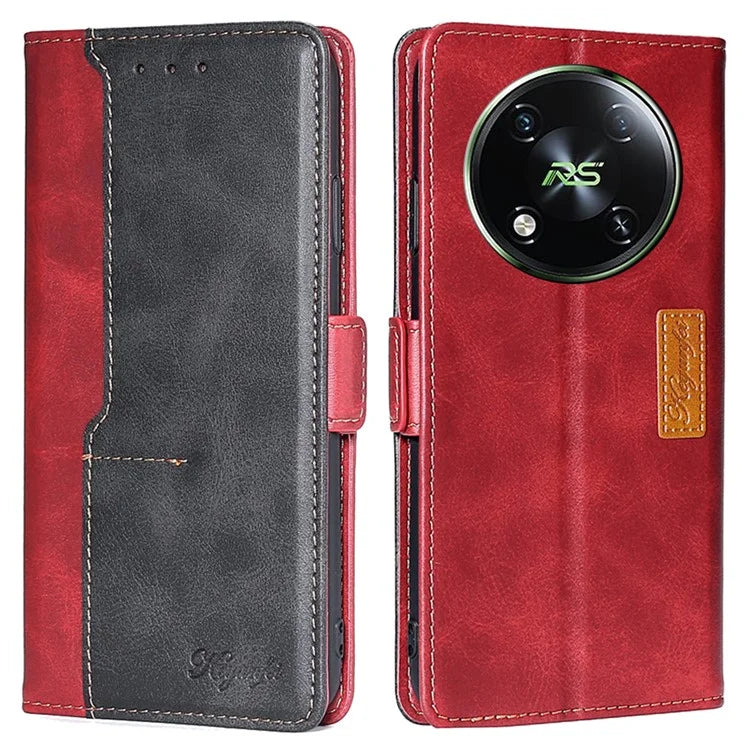 For itel RS4 4G Cover Color Splicing Double Side Clasp Leather Wallet Phone Case