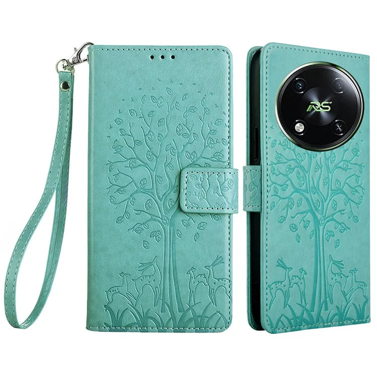 For itel RS4 4G Case Deer Tree PU Leather Wallet Stand Mobile Phone Cover