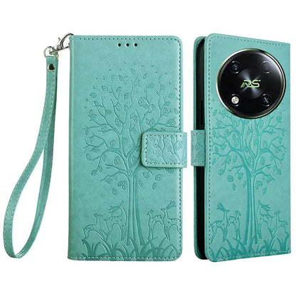 For itel RS4 4G Case Deer Tree PU Leather Wallet Stand Mobile Phone Cover