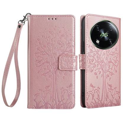 For itel RS4 4G Case Deer Tree PU Leather Wallet Stand Mobile Phone Cover