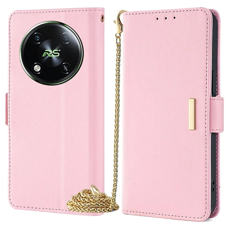 For itel RS4 4G Case with Shoulder Chain RFID Blocking Leather Phone Cover