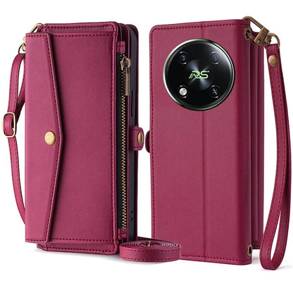 For itel RS4 4G Case Stand Wallet Handbag Phone Cover with Shoulder Strap