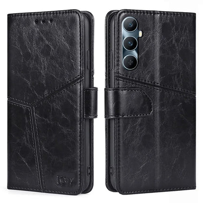 For Realme C65 4G Case PU Leather Geometric Splicing Stand Phone Cover