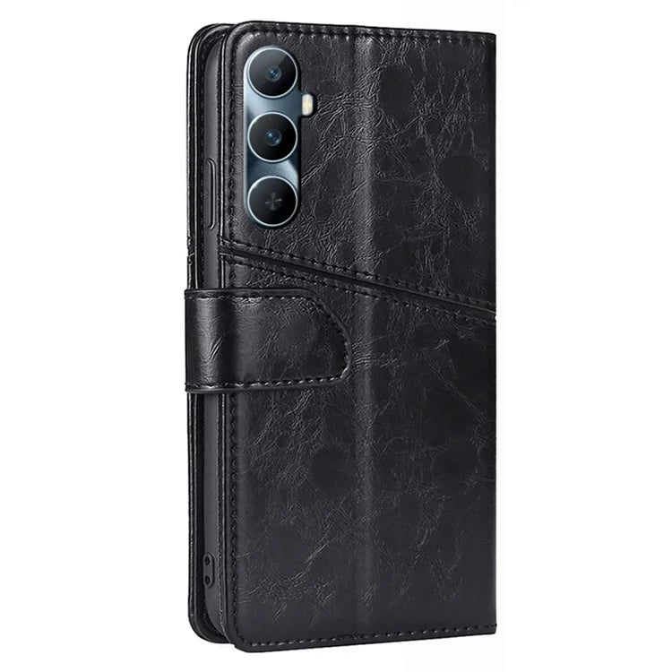 For Realme C65 4G Case PU Leather Geometric Splicing Stand Phone Cover