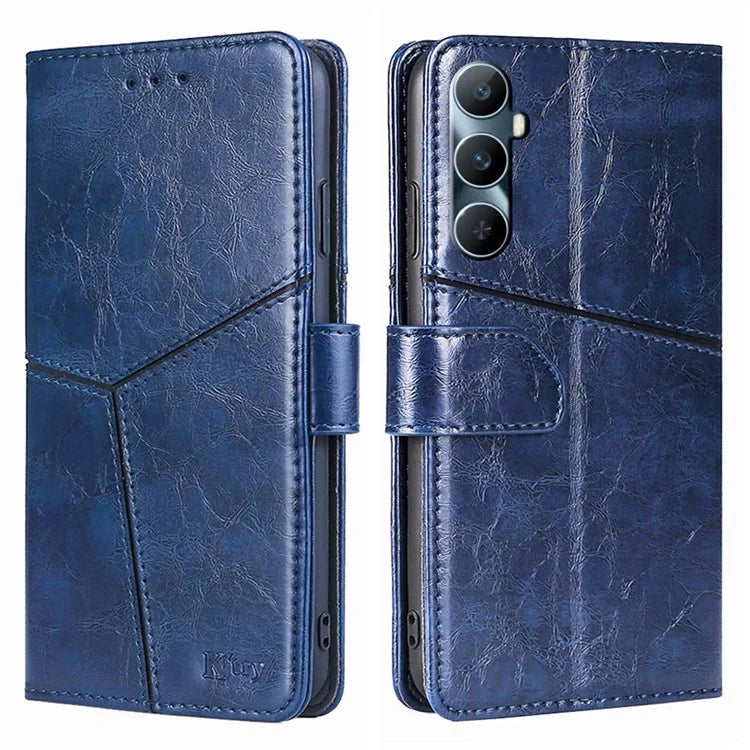 For Realme C65 4G Case PU Leather Geometric Splicing Stand Phone Cover