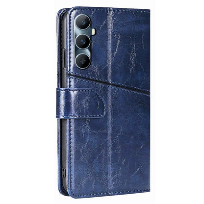 For Realme C65 4G Case PU Leather Geometric Splicing Stand Phone Cover