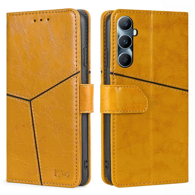 For Realme C65 4G Case PU Leather Geometric Splicing Stand Phone Cover