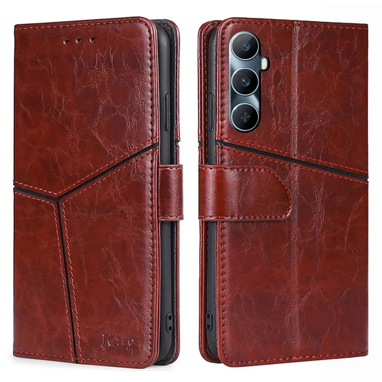 For Realme C65 4G Case PU Leather Geometric Splicing Stand Phone Cover