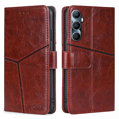 For Realme C65 4G Case PU Leather Geometric Splicing Stand Phone Cover