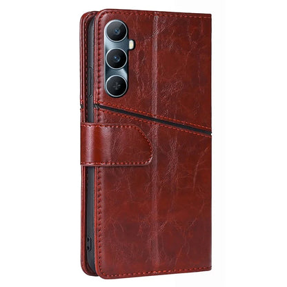 For Realme C65 4G Case PU Leather Geometric Splicing Stand Phone Cover