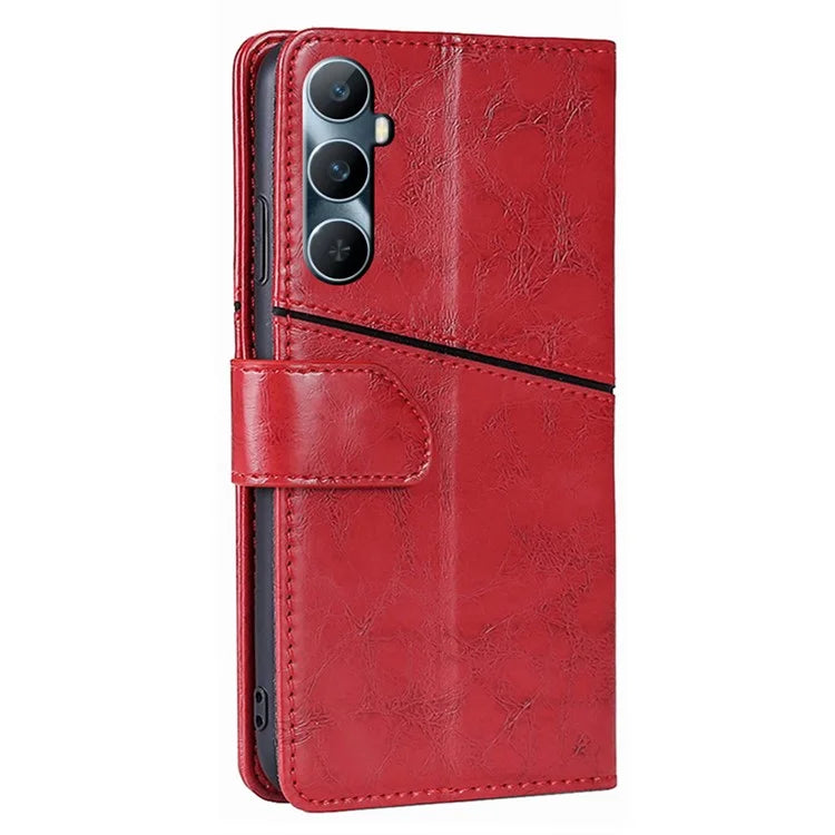 For Realme C65 4G Case PU Leather Geometric Splicing Stand Phone Cover