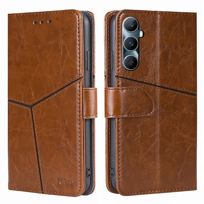 For Realme C65 4G Case PU Leather Geometric Splicing Stand Phone Cover