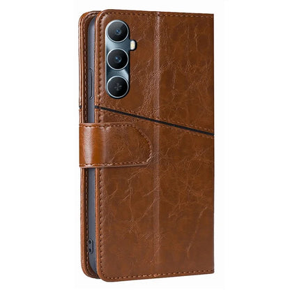 For Realme C65 4G Case PU Leather Geometric Splicing Stand Phone Cover