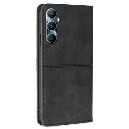 For Realme C65 4G Case Cowhide Texture PU Leather Phone Cover with Card Slots