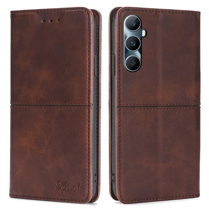 For Realme C65 4G Case Cowhide Texture PU Leather Phone Cover with Card Slots