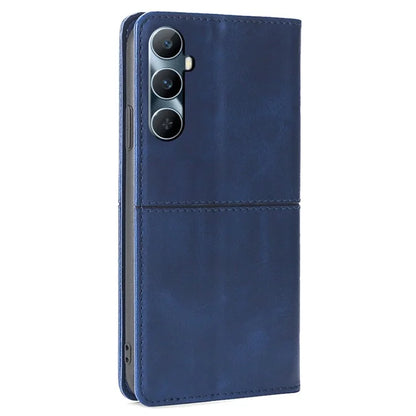 For Realme C65 4G Case Cowhide Texture PU Leather Phone Cover with Card Slots