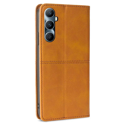 For Realme C65 4G Case Cowhide Texture PU Leather Phone Cover with Card Slots