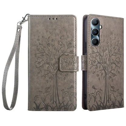 For Realme C65 4G Case Deer Tree Pattern PU Leather Wallet Stand Smartphone Cover