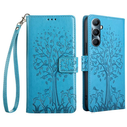 For Realme C65 4G Case Deer Tree Pattern PU Leather Wallet Stand Smartphone Cover