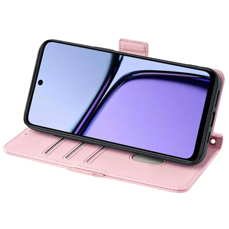 For Realme C65 4G Case RFID Blocking Wallet Card Holder Phone Cover with 2 Straps