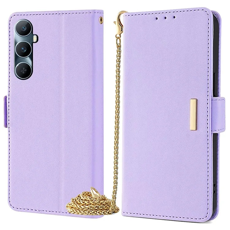 For Realme C65 4G Case RFID Blocking Wallet Card Holder Phone Cover with 2 Straps