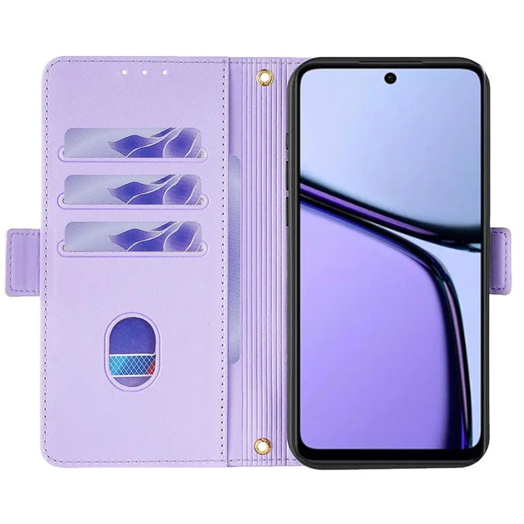 For Realme C65 4G Case RFID Blocking Wallet Card Holder Phone Cover with 2 Straps
