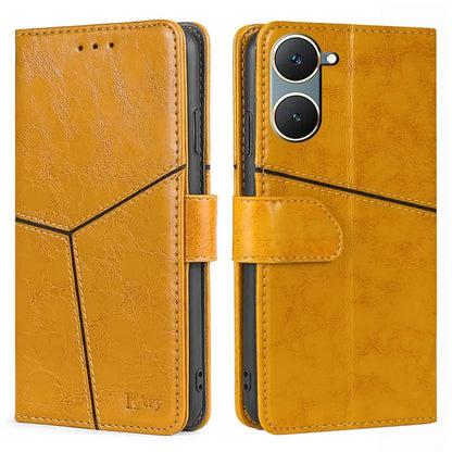 For vivo Y03 Case Geometric Splicing Leather Wallet Viewing Stand Phone Cover