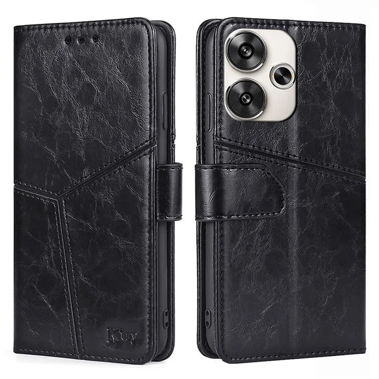For Xiaomi Redmi Turbo 3 5G / Poco F6 5G Case Wallet Stand Leather Geometric Splicing Phone Cover